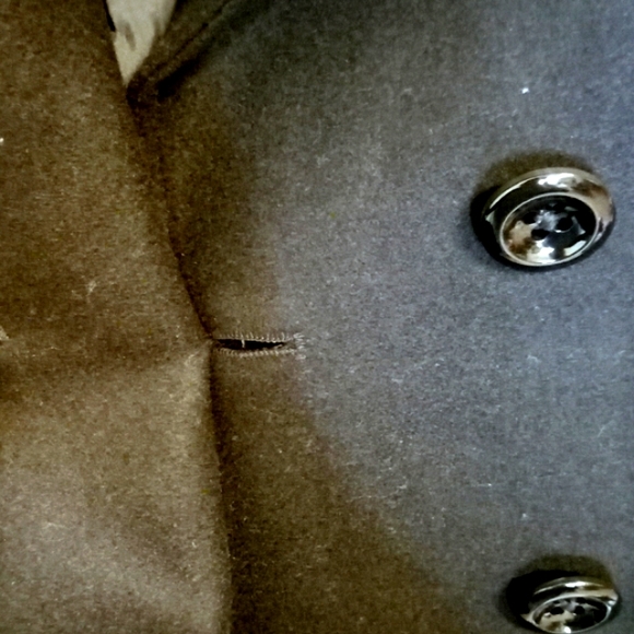 Anne Klein Wool Blend Double Breasted Pea Coat Black Warm Winter Jacket Sz M - Picture 7 of 11